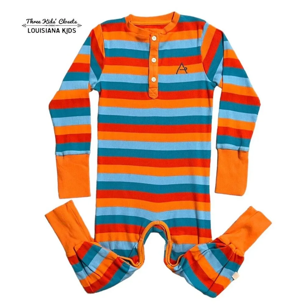 Alba Of Denmark Sz 110 (5Y) Dragon Stripes Ribbed Playsuit Jumpsuit Romper